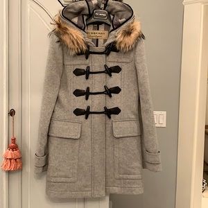 Burberry wool duffle coat with detachable foxtrim